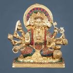 Pure Brass Superfine Panchmukhi Hanuman Blessing Statue 10" | Multicolour Meenakari Stonework | 4.8 kg Finely Detailed | Invoke Divine Blessings | 9" Width, 5" Depth