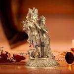 Pure Brass Radha Krishna with Peacock Idol 16" | Divine Love Sculpture | Intricate Craftsmanship | 9.44 kg Spiritual Elegance | Home Altar Decor Masterpiece