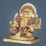 Pure Brass Superfine Panchmukhi Hanuman Blessing Statue 10" | Multicolour Meenakari Stonework | 4.8 kg Finely Detailed | Invoke Divine Blessings | 9" Width, 5" Depth