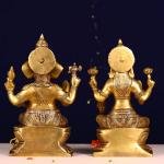 12.1" Pure Brass Laxmi Ganesh Murti | Sacred Divine Duo | Prosperity Blessing Statue