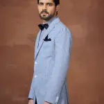 Light Blue and White Check Tuxedo Jacket - Fresh Style in Sizes S to XL | Jaipurio