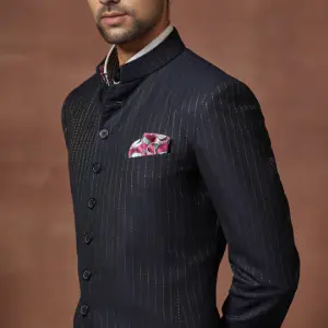 Mystique Elegance V-Neck Textured Achkan (S-XL) | Enigmatic Formal Charm | Textured Mystique Collection by Jaipurio