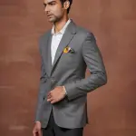 Regal Adventurer's Grey Wool Tuxedo Jacket - Sophisticated Style in Sizes S to XL | Jaipurio