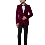 Regal Bordeaux Velvet Tuxedo Jacket - Luxurious Style in Sizes S to XL | Jaipurio