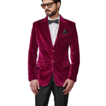 Regal Bordeaux Velvet Tuxedo Jacket - Luxurious Style in Sizes S to XL | Jaipurio