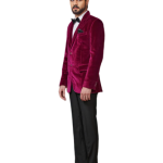 Regal Bordeaux Velvet Tuxedo Jacket - Luxurious Style in Sizes S to XL | Jaipurio