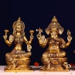 12.1" Pure Brass Laxmi Ganesh Murti | Sacred Divine Duo | Prosperity Blessing Statue