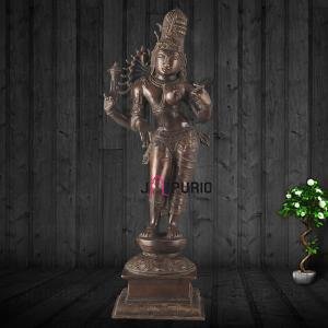 Pure Brass Ardhanarishwara Sculpture | 20.8" x 6.2" x 7.5" | 8 kg | Dark Chocolate Finish | Divine Unity Form | Sacred Hindu Art | Jaipurio