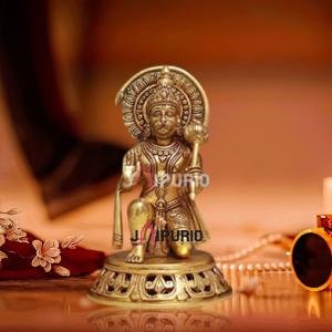 11" Pure Brass Blessing Hanuman Idol | Sacred Temple Murti | Divine Grace Statue