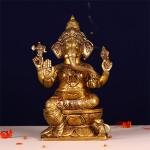 12.1" Pure Brass Laxmi Ganesh Murti | Sacred Divine Duo | Prosperity Blessing Statue