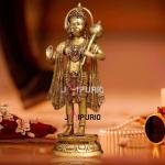 27" Pure Brass Blessing Hanuman Idol | Majestic Temple Murti | Divine Grace Statue