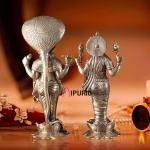 18" Exquisite Brass Vishnu Lakshmi Idol Pair | Divine Couple Temple Murti | Sacred Art Set