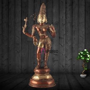 Pure Brass Ardhanarishwara Statue | 19" x 8" x 6.5" | 6.5 kg | Dual Tone Chola Finish | Half Shiva Half Parvati | Sacred Hindu Art | Jaipurio