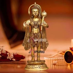 27" Pure Brass Blessing Hanuman Idol | Majestic Temple Murti | Divine Grace Statue