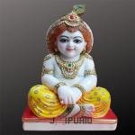 15" Hand Carved Marble Bal Gopal Statue | Jaipurio