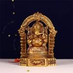 8" Pure Brass Framed Ganesha Idol | Sacred Art Frame | Divine Grace Statue