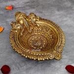 Large Pure Brass Ganesha Face Diya | Sacred Art Lamp | Divine Grace Light