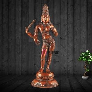 Pure Brass Ardhanarishwara Statue | 12.5" x 5.5" x 4.5" | 3.170 kg | Vintage Dark Red | Divine Unity Form | Sacred Hindu Art | Jaipurio