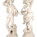 Antique Boy & Girl Statue Set: Renaissance Pair | Garden & Home Art | Authentic Craftsmanship | Classic Decorative Sculptures