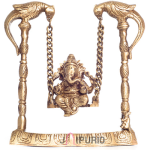 Brass Ganesha on Swing Statue: 7.6x21.8x25.9cm Divine Art | Playful Ganesh Idol | Traditional Jhula Design | Sacred Home Decor