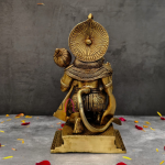 Handcrafted Brass Blessing Hanuman with Gada: 13x16.5x34cm Divine Statue | Sacred Temple Art | Traditional Blessing Pose | Premium Murti