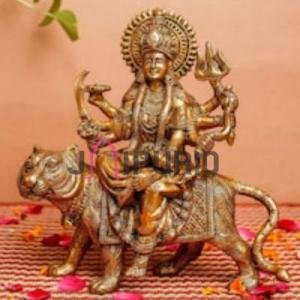 Antique Golden Durga Devi Brass Idol | Traditional 22.9 × 8.9 × 22.9 cm Table Top Murti | Handcrafted Mata Statue | Premium Decor | Jaipurio