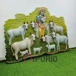 Monumental Lord Krishna with Cows Wall Sculpture | Grand 152.4 × 243.84 × 20.32 cm Sacred Metal Art | Premium 30 kg Divine Masterpiece