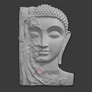 Lord Buddha with Leaves Wall Hanging Sculpture | 91.4 cm x 61 cm x 12.7 cm | 9500 gm Fiberglass & Marble | Serene Buddhist Art Decor | Jaipurio