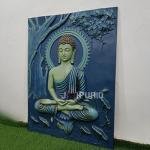 Lord Buddha Wall Hanging Sculpture | 121.9 cm x 91.4 cm x 10.2 cm | 10 kg Fiberglass & Marble | Serene Buddhist Art Decor | Meditation Masterpiece