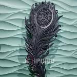 Om Peacock Feather Wall Sculpture (121.9 cm × 61.0 cm × 3.8 cm/48" × 24" × 1.5", 6500 g) | Sacred Art | Premium Fiberglass with Marble Powder