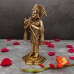 9" Brass Standing Hanuman Idol | Pure Devotion Murti | Temple Art Statue