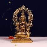 7.5" Pure Brass Ganesha Laxmi Pair | Sacred Divine Duo | Prosperity Blessing Murti