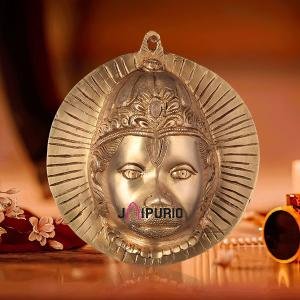 Pure Brass Lord Hanuman Face Wall Hanging 7" | Auspicious Divine Blessings | Superfine Finish | Intricate Craftsmanship | 1.44 kg Elegant Home Decor