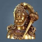 8" Brass Hanuman Bust Idol | Sacred Divine Portrait | Temple Grade Murti