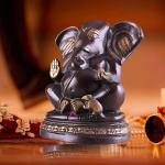 Unique Brass Lord Ganesha Statue on Round Base - Vintage Finish, 8" Height