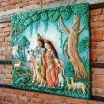 Radha Krishna Serene Nature Wall Art | Majestic 121.92 × 121.92 × 15.24 cm Sacred Scene | Premium20000 gm Divine Masterpiece | Temple Art