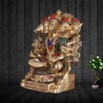 Large Brass Panchmukhi Hanuman with Stonework | 17" x 15" x 8.5" (43.2 x 38.1 x 21.6 cm) | 22 kg Five-Faced Sacred Art | Premium Divine Murti