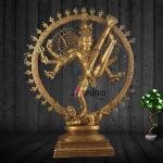 Pure Brass Yogeshwar Nataraja | 41" x 14" x 34" | 54.50 kg | Antique Gold Finish | Rare Cosmic Dance Masterpiece | Museum Grade Art | Jaipurio