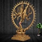 Pure Brass Yogeshwar Nataraja | 41" x 14" x 34" | 54.50 kg | Antique Gold Finish | Rare Cosmic Dance Masterpiece | Museum Grade Art | Jaipurio