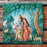 Radha Krishna Serene Nature Wall Art | Majestic 121.92 × 121.92 × 15.24 cm Sacred Scene | Premium20000 gm Divine Masterpiece | Temple Art