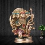 Brass Panchmukhi Hanuman Stone-Adorned Statue | 11" x 9" x 6" (28 x 23 x 15.2 cm) | 6.6 kg Premium Sacred Art | Embellished Divine Murti