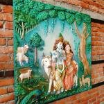 Radha Krishna Serene Nature Wall Art | Majestic 121.92 × 121.92 × 15.24 cm Sacred Scene | Premium20000 gm Divine Masterpiece | Temple Art