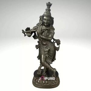 2ft Hand Carved Black Stone Krishna Statue | Jaipurio