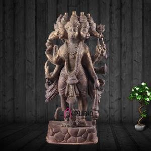 Vintage Panch Mukhi Hanuman Statue | 17.5" x 8.5" x 4.5" (44.5 x 21.6 x 11.4 cm) | 12 kg Antique Sacred Art | Majestic Five-Face Murti