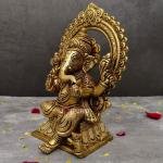 8" Pure Brass Ganesha Idol for Home | Perfect Home Murti | Divine Grace Statue