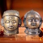 Pure Brass Shiva and Parvati/Gauri Face Sculptures - Divine Energy Balance, Harmony & Spirituality Decor