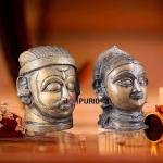 Pure Brass Shiva and Parvati/Gauri Face Sculptures - Divine Energy Balance, Harmony & Spirituality Decor