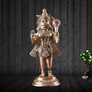 Pure Brass Standing Hanuman Ji Idol | 8.2" x 3.5" x 3" (20.8 x 8.9 x 7.6 cm) | Premium Temple Grade Art | Divine Protection Murti | Sacred Collection