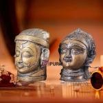 Pure Brass Shiva and Parvati/Gauri Face Sculptures - Divine Energy Balance, Harmony & Spirituality Decor