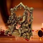 9" Pure Brass Ganesha Laxmi Pair | Sacred Divine Duo | Prosperity Blessing Murti